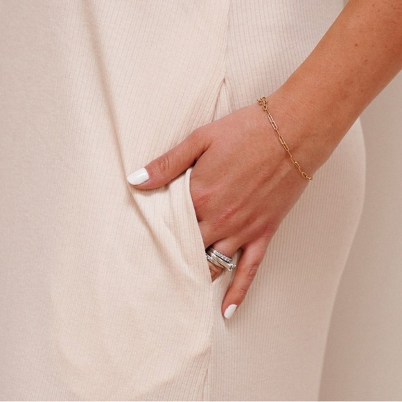 Carly Jean Los Angeles CJ’s Fave Ribbed Spaghetti Dress NWOT cream color. - Picture 5 of 5